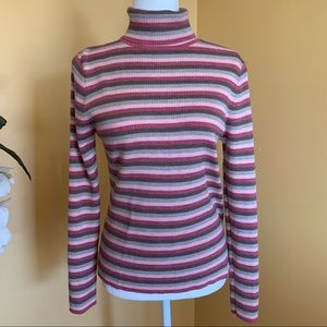 PENDLETON Multicolor Striped Turtleneck 100% Merino Wool Sweater Size Large.